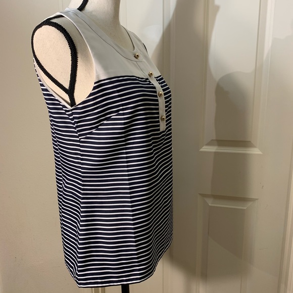 Banana Republic Sleeveless Top Navy Blue & Cream S - Picture 4 of 5